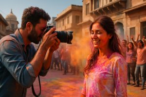 Séance photo colorée lors d'une fête Holi à La Colle-sur-Loup